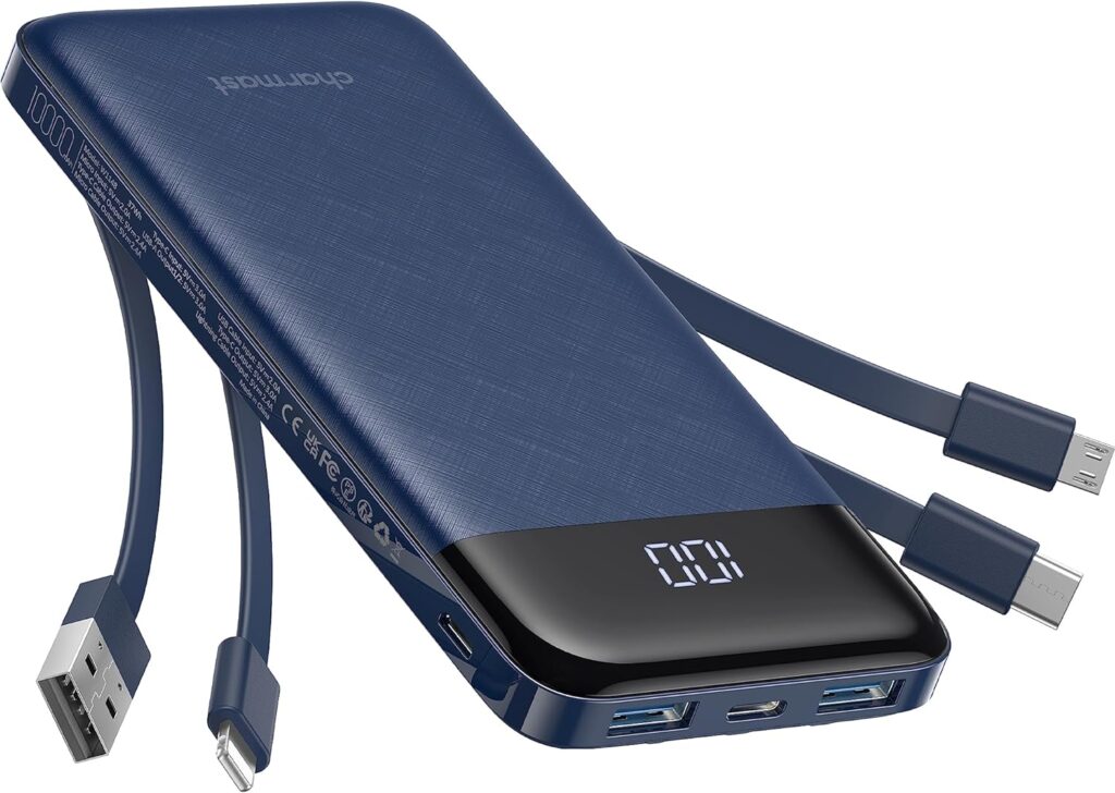 portable charger with multiple cables