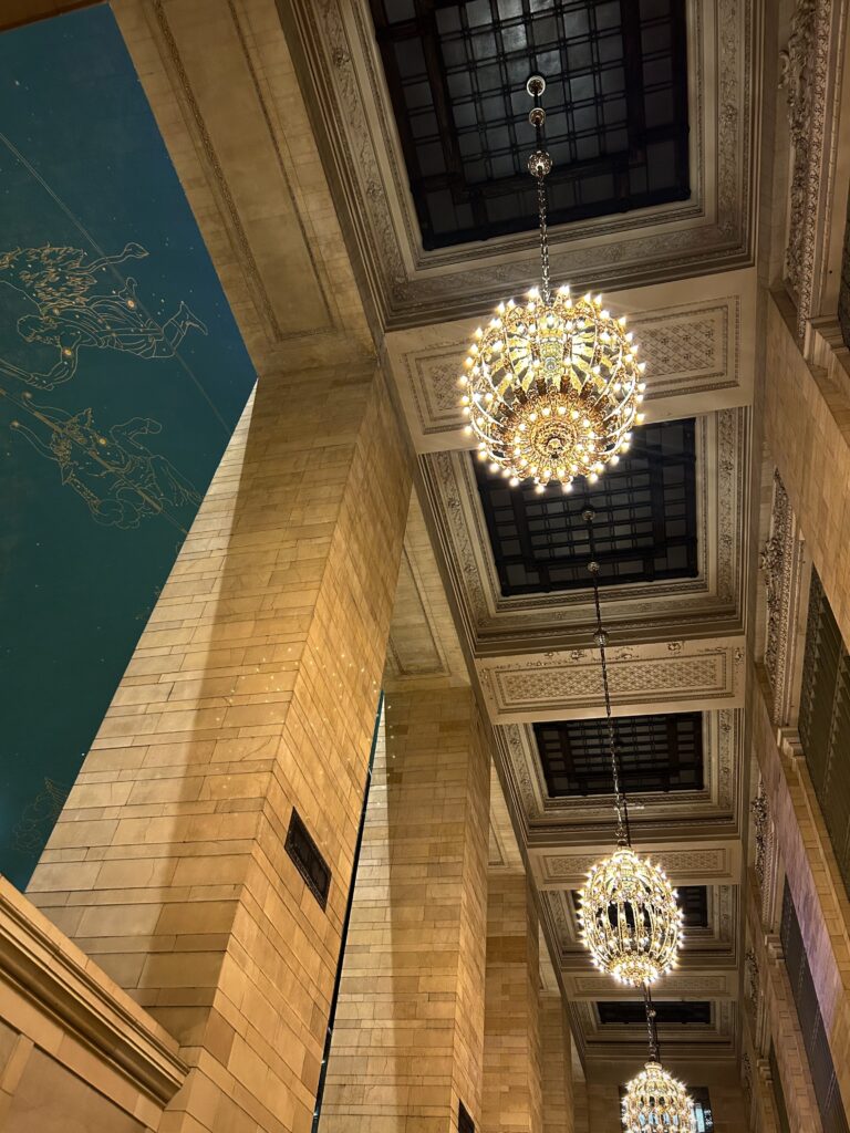 Architecture of hallways and chandeliers of Grand Central Station